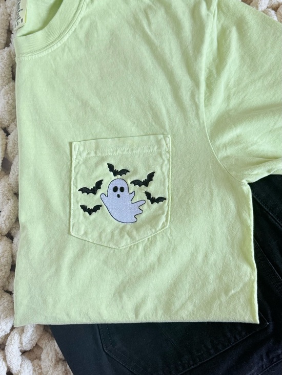 Comfort Colors Tops - Ghost and Bats Pocket T-Shirt